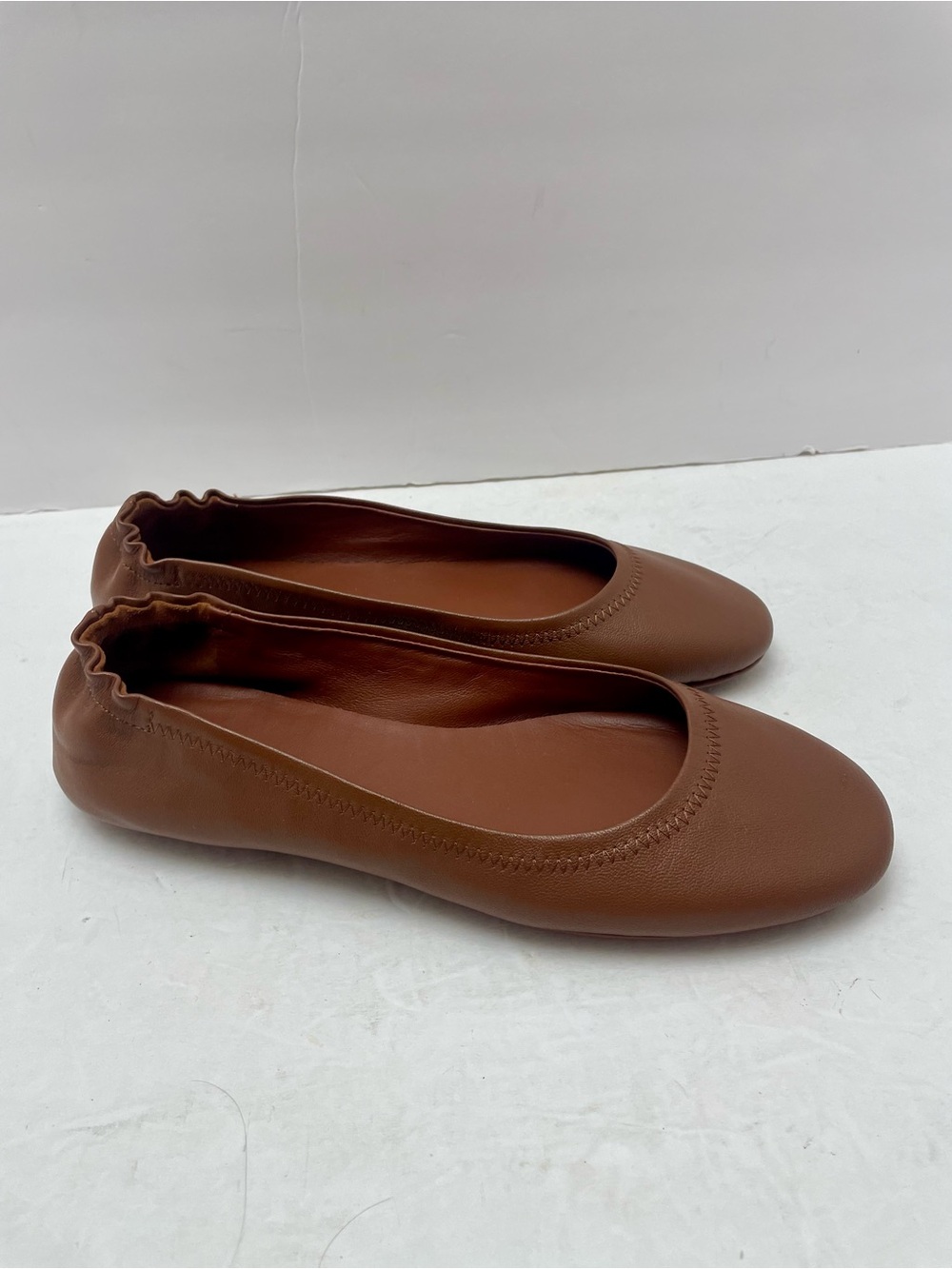 Quince On-The-Go Italian Leather Ballet Flat Cognac Sz 9